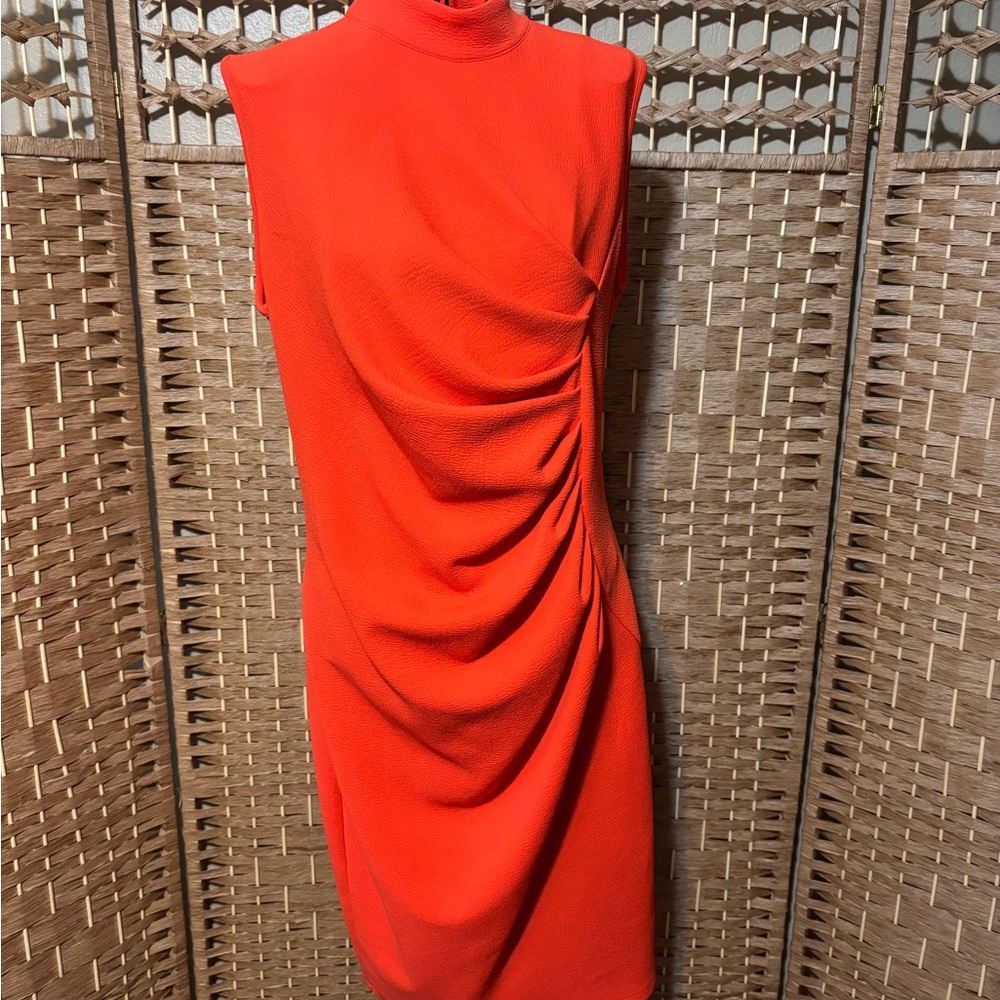 Elegant Orange Sleeveless Dress